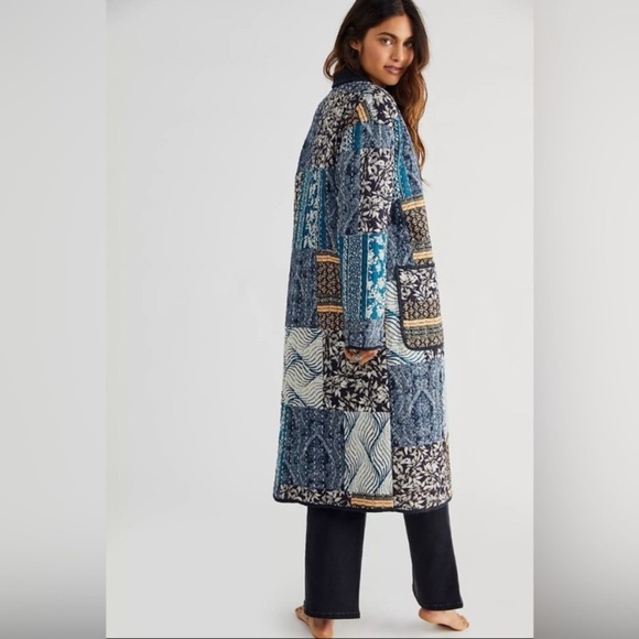 Free People X Brenda Knight NWOT Merigold Quilted Boho Duster Jacket Size L - Picture 3 of 17
